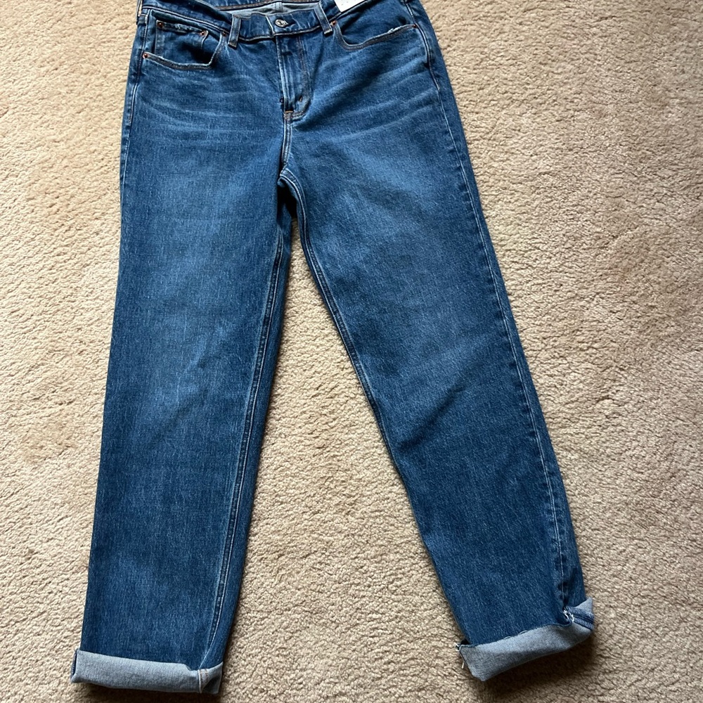 NEW Abercrombie Fitch The 90’s Straight Mid Rise Curve Love Jeans Size 30 Long